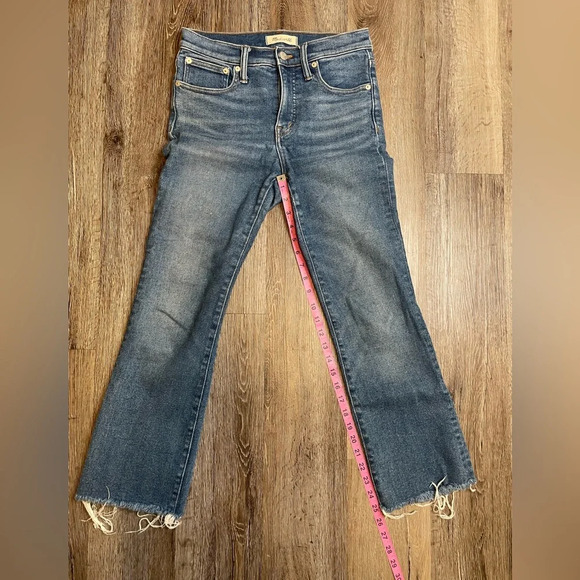 Madewell Cali Demi Boot Frayed Denim Blue Jeans Size 26 - Picture 7 of 8